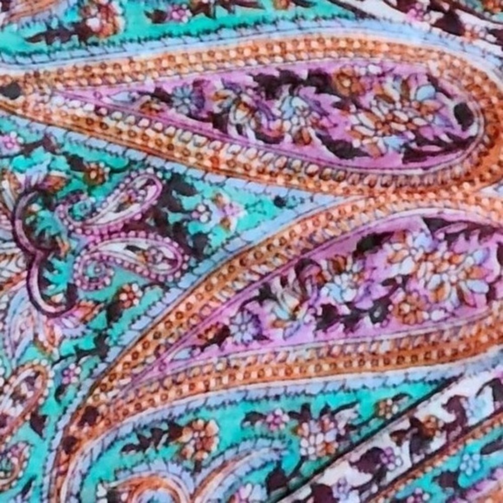 Silk Scaft Made in India Beautiful Maroon Pink Aqua Paisley Vintage #12